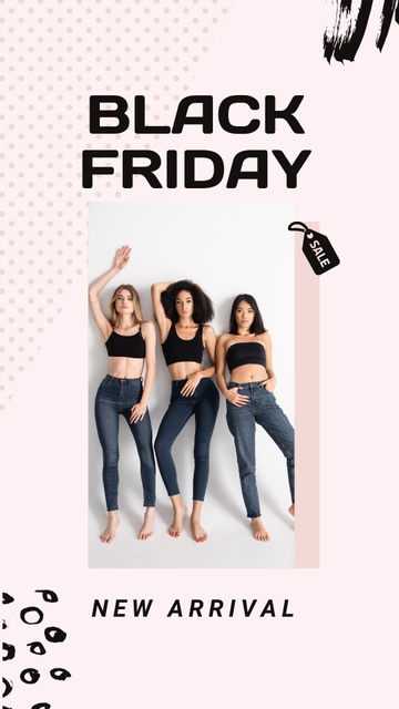 Black Friday Sale Young attractive woman Instagram Story Πρότυπο σχεδίασης