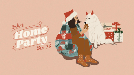 New Year Home Party Invitation FB event cover tervezősablon