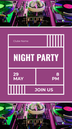 Platilla de diseño Night Music Party Announcement with DJ Console Instagram Story