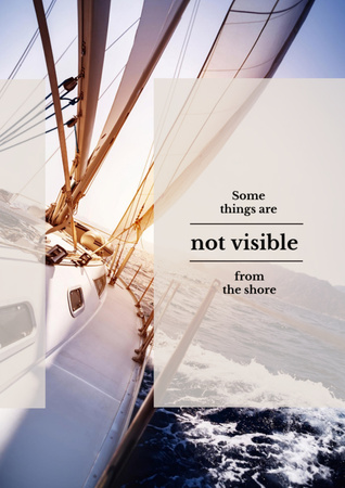 Ontwerpsjabloon van Flyer A4 van White Yacht in Sea with Inspirational Quote