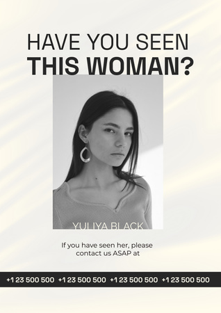 Announcement of Missing Young Girl Poster tervezősablon
