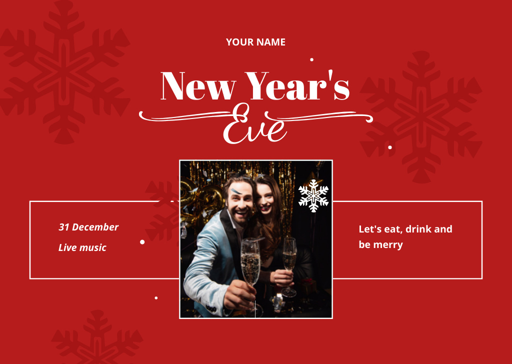 Template di design People on New Year's Eve Party Flyer A6 Horizontal