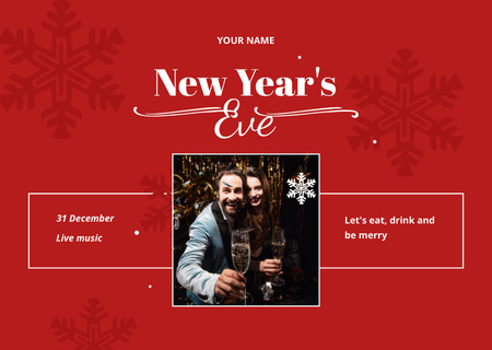 People on New Year's Eve Party Flyer A6 Horizontal Design Template