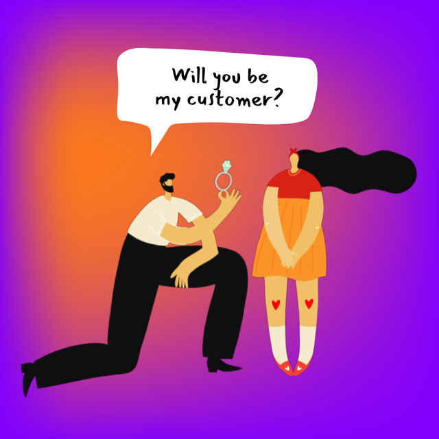 Businessman proposes to Customer Animated Post Πρότυπο σχεδίασης