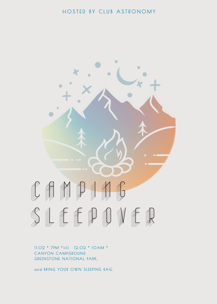 Ad of Camping Sleepover Invitation Šablona návrhu