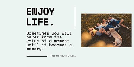 Modèle de visuel Inspirational Phrase with Kids laying on Grass with Dog - Twitter