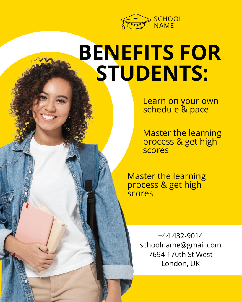 Benefit with Our Tutor Services Offer with Attractive Young Woman Poster 16x20in Design Template