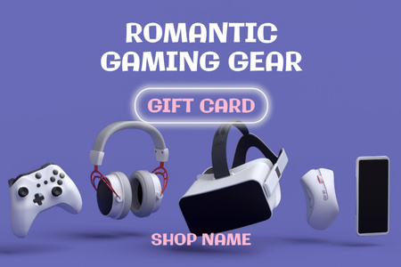 Sevgililer Günü'nde Gaming Gear Teklifi Gift Certificate Tasarım Şablonu