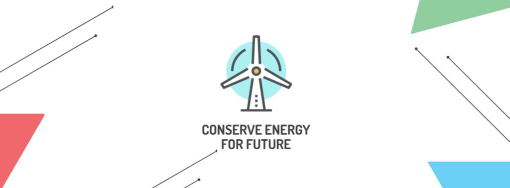 Conserve Energy with Wind Turbine Icon Facebook cover Tasarım Şablonu
