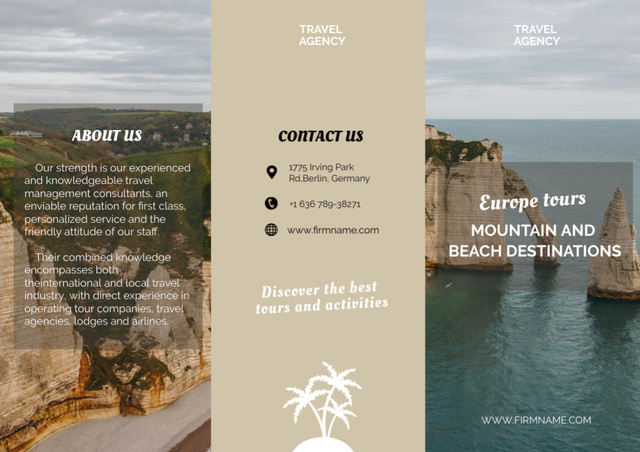 Travel Tour Offer with Beach Brochure Design Template