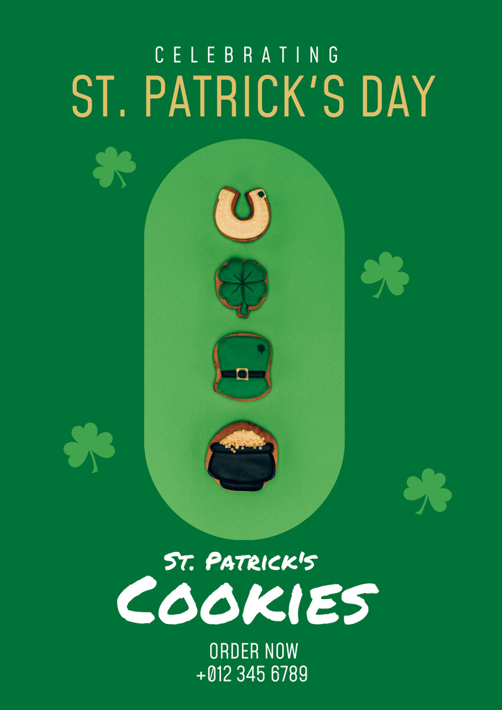 Plantilla de diseño de St. Patrick's Day Holiday Cookies Poster 