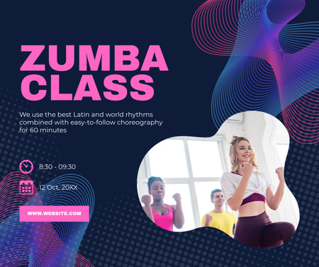 Dance Zumba -tuntiilmoitus Facebook Design Template