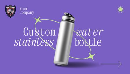 Custom Stainless Water Bottles Business Card US Design Template
