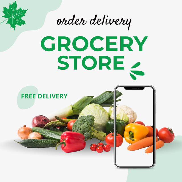 Designvorlage Free Delivery Service From Grocery Shop für Instagram