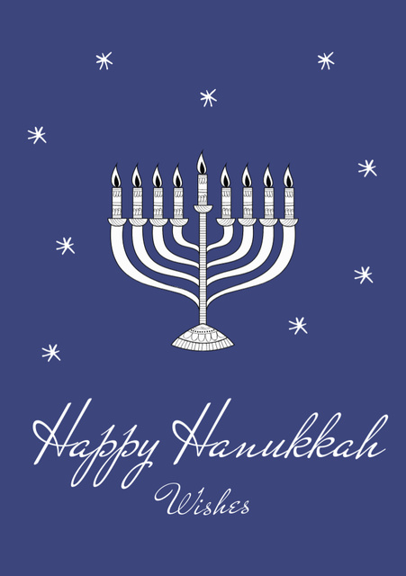 Hanukkah Holiday Greeting with Menorah and Stars Postcard A5 Vertical – шаблон для дизайна