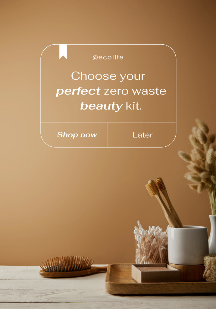 Zero Waste Concept with Wooden Toothbrushes Poster 28x40in Design Template