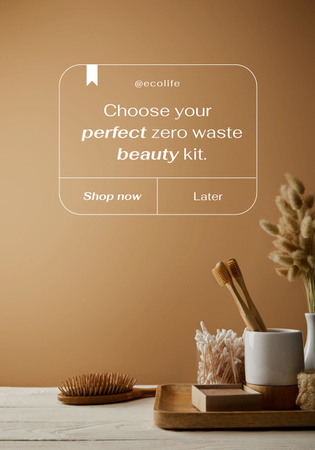 Ontwerpsjabloon van Poster 28x40in van zero waste concept met houten tandenborstels