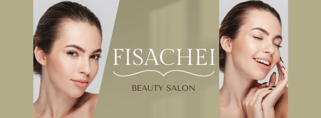 Beauty Salon Advertisement With Beautiful Girl Facebook cover Πρότυπο σχεδίασης