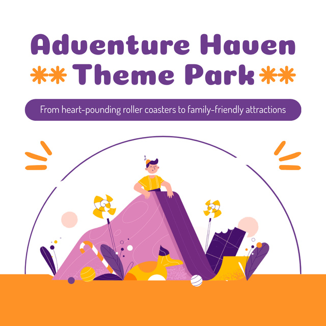 Enticing Fun Attractions In Adventure Park Animated Post Modelo de Design