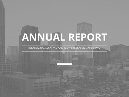 Platilla de diseño Annual Business Report with Cityscape Presentation