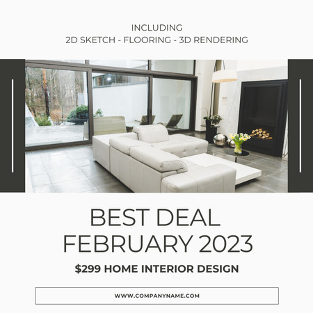 Plantilla de diseño de Oferta de diseño de interiores para el hogar con boceto y renderizado Instagram AD 