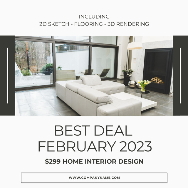 Modèle de visuel Home Interior Design Offer with Sketch and Rendering - Instagram AD