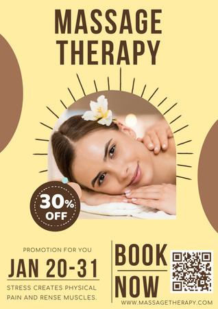 Plantilla de diseño de Terapias de masaje corporal con descuento con reserva Poster 