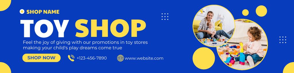 Child Toys Shop Offer with Happy Family Twitter – шаблон для дизайна