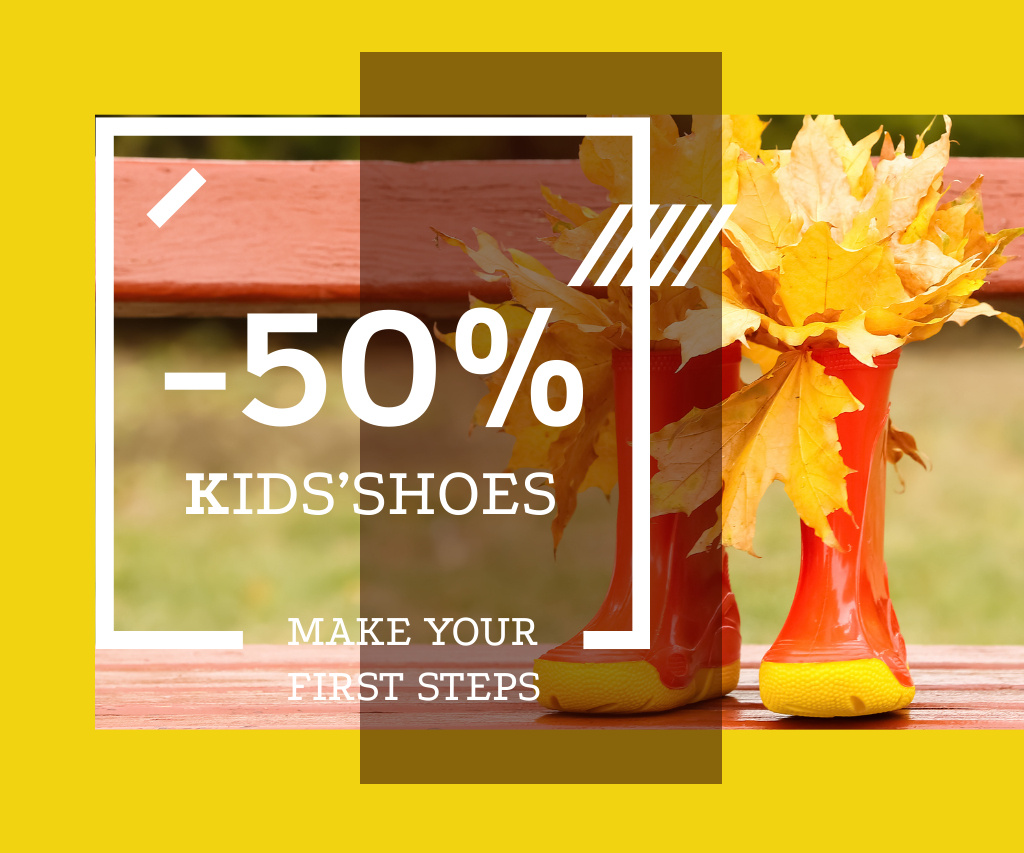 Template di design Kids' Shoes Sale with Sneakers on Grass Large Rectangle