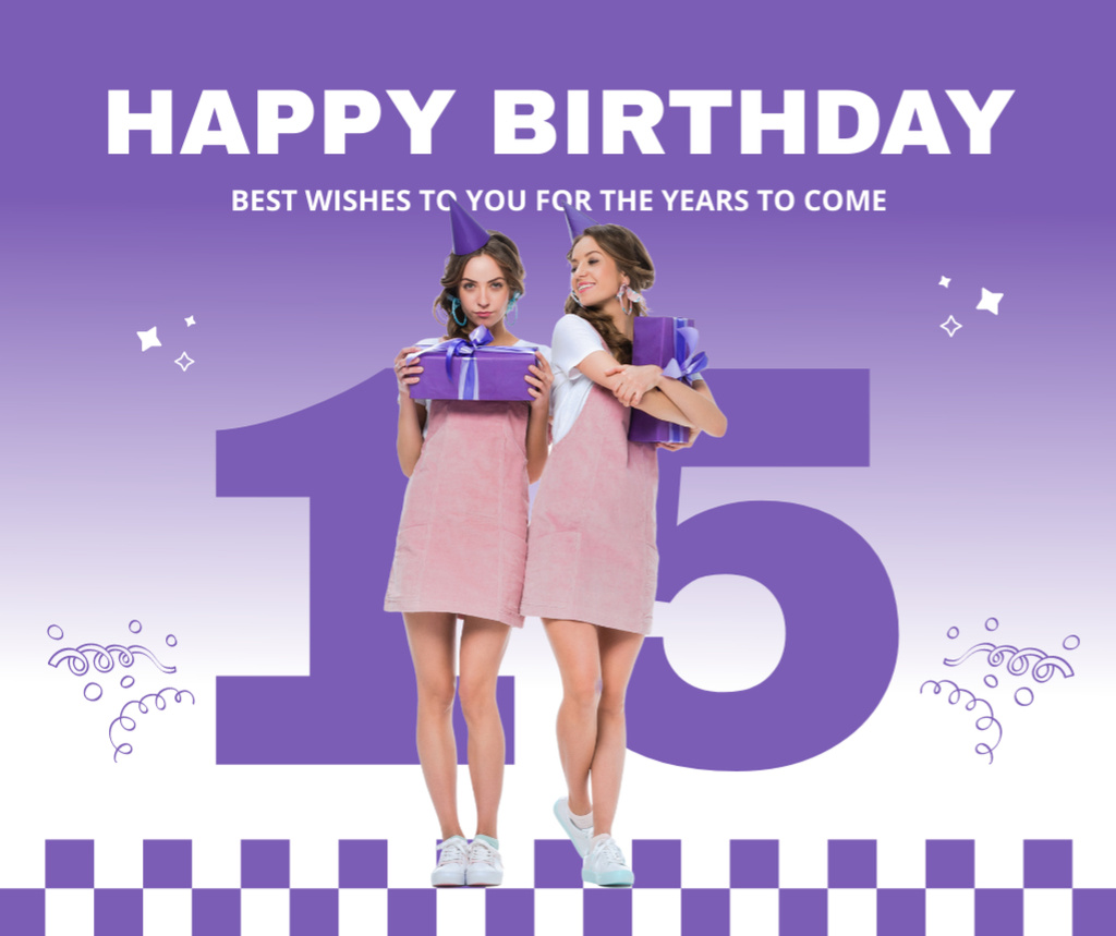 Happy Birthday for Young Girls Facebook Design Template