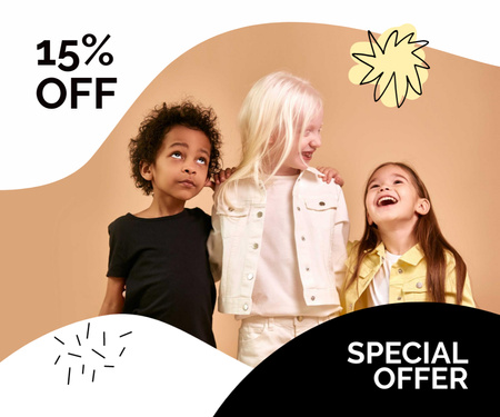 Special Discount Offer with Stylish Kids Medium Rectangle Tasarım Şablonu