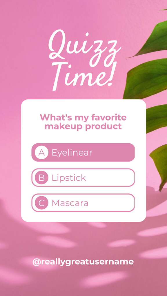 Quiz about Favorite Makeup Product Instagram Story Tasarım Şablonu