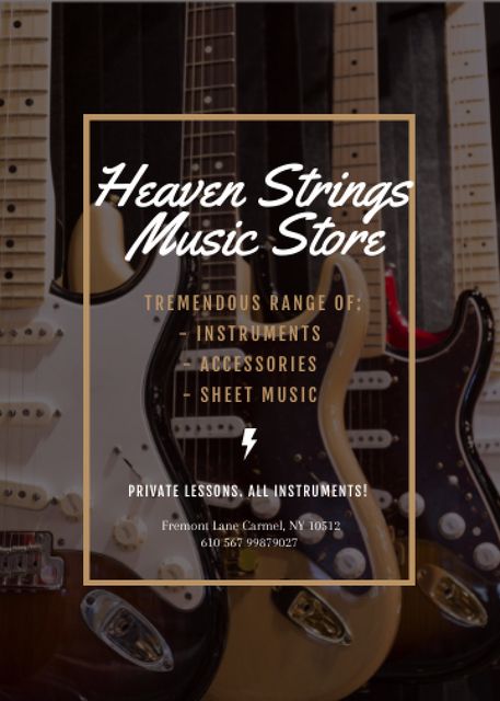 Guitars in Music Store Flayer – шаблон для дизайну