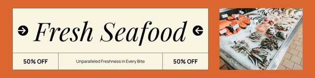Offer of Fresh Seafood from Market Twitter Design Template