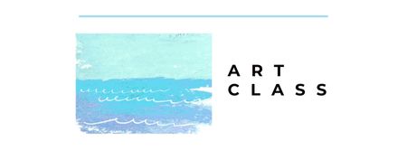 Art Class Offer with Sea Watercolor Painting Facebook cover Design Template