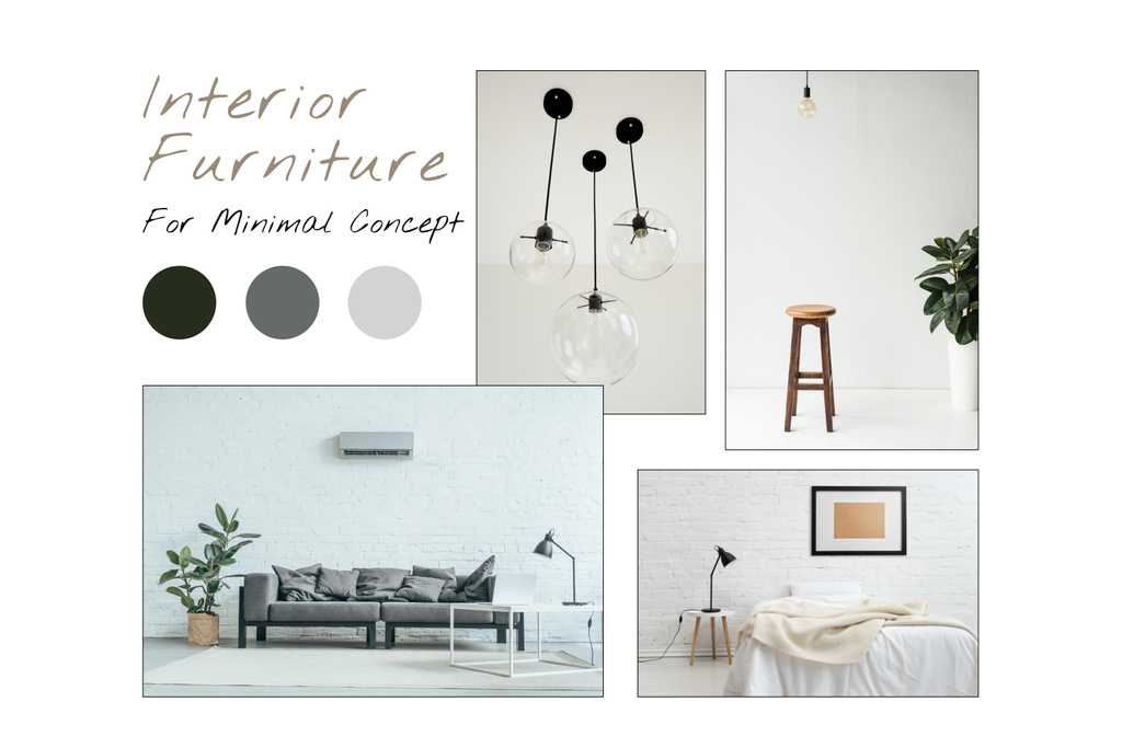 Ontwerpsjabloon van Mood Board van Furniture Items Collage for Minimal Interior Design