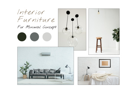 Furniture Items Collage for Minimal Interior Design Mood Board Πρότυπο σχεδίασης