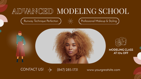 Plantilla de diseño de Escuela de modelaje profesional con descuento y técnicas. Full HD video 