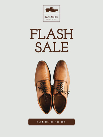 Fashion Sale with Stylish Male Shoes Poster US Tasarım Şablonu