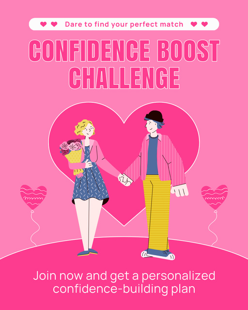 Confidence Boosting Challenge for Men and Women Instagram Post Vertical Tasarım Şablonu