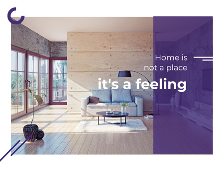 Real Estate With Cozy Wooden Interior Postcard 4.2x5.5in Tasarım Şablonu