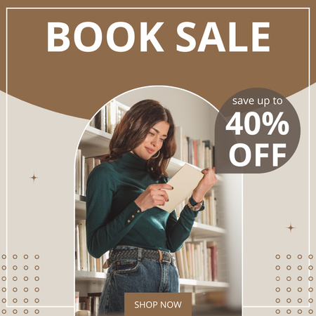 Reading Lady  for Book Sale Ad Instagram Modelo de Design