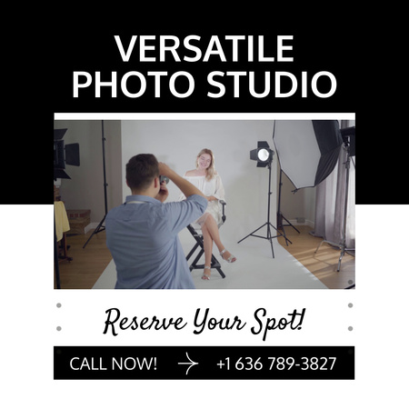 Photo Studio Rental With Gear Offer Animated Post Design Template