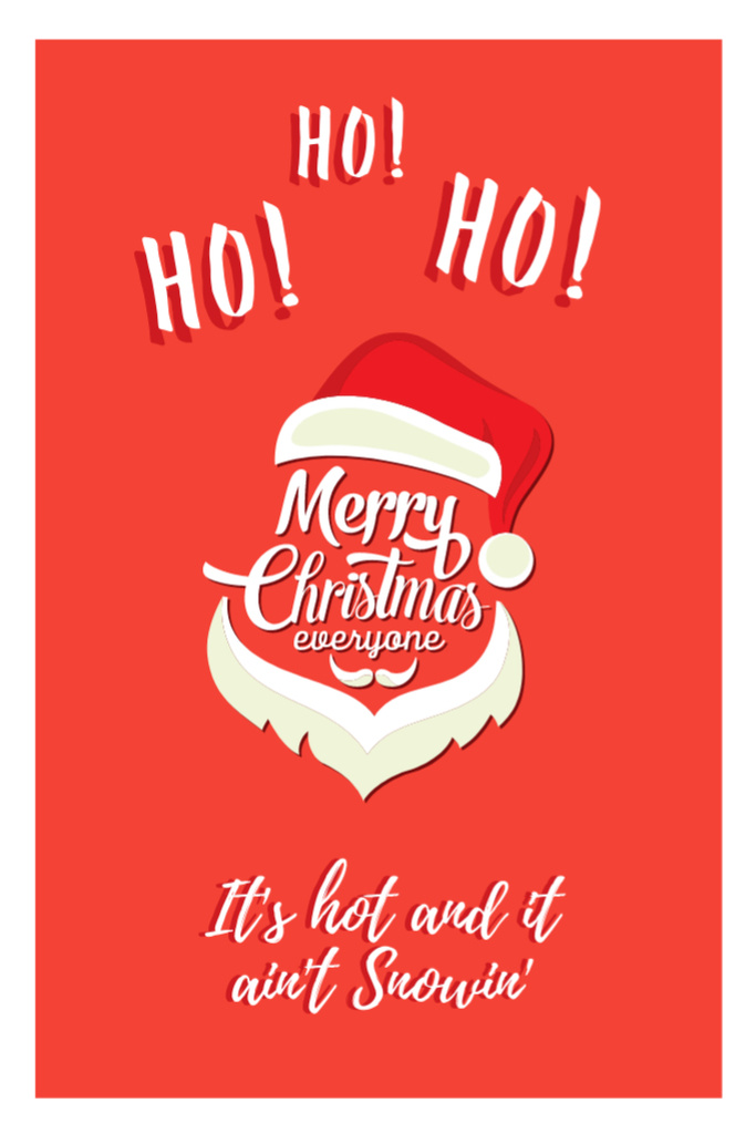 Designvorlage Merry Christmas Greeting with Santa Ho Ho Ho für Postcard 4x6in Vertical