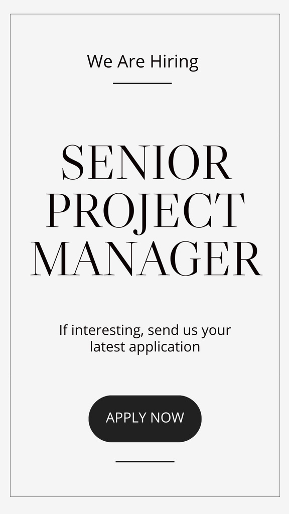 Modèle de visuel Senior Project Manager Vacancy Ad - Instagram Story
