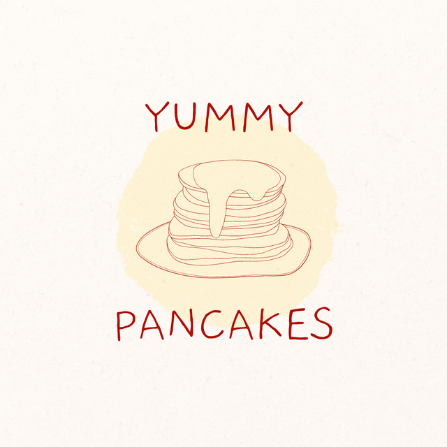 Bakery Ad with Sweet Pancakes With Syrup Logo Design Template