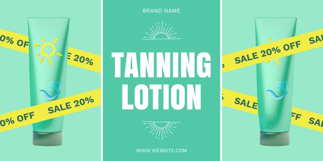 Announcement of Discount on Lotion for Quality Tanning Skin Twitter Design Template