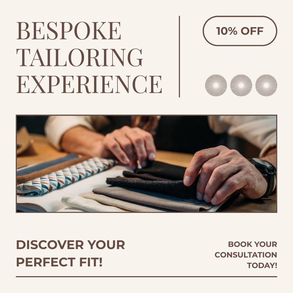Designvorlage Discount on Experienced Tailor Services für Instagram AD
