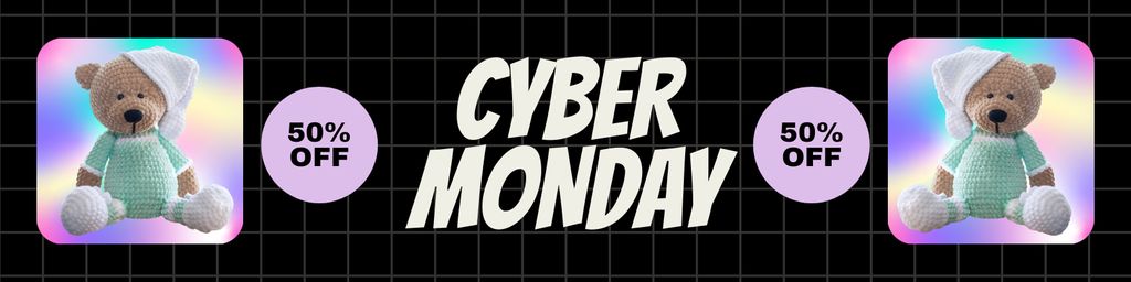 Template di design Cyber Monday Sale of Soft Toys Twitter