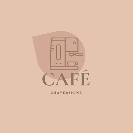 Cafe Ad with Coffee Machine Logo Design Template